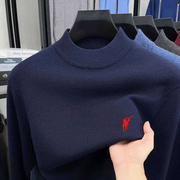 2025 Autumn/Winter Men's Woolen Half High Neck Thickened Solid Color Warm Knitted Base Sweater H260226 - view 6