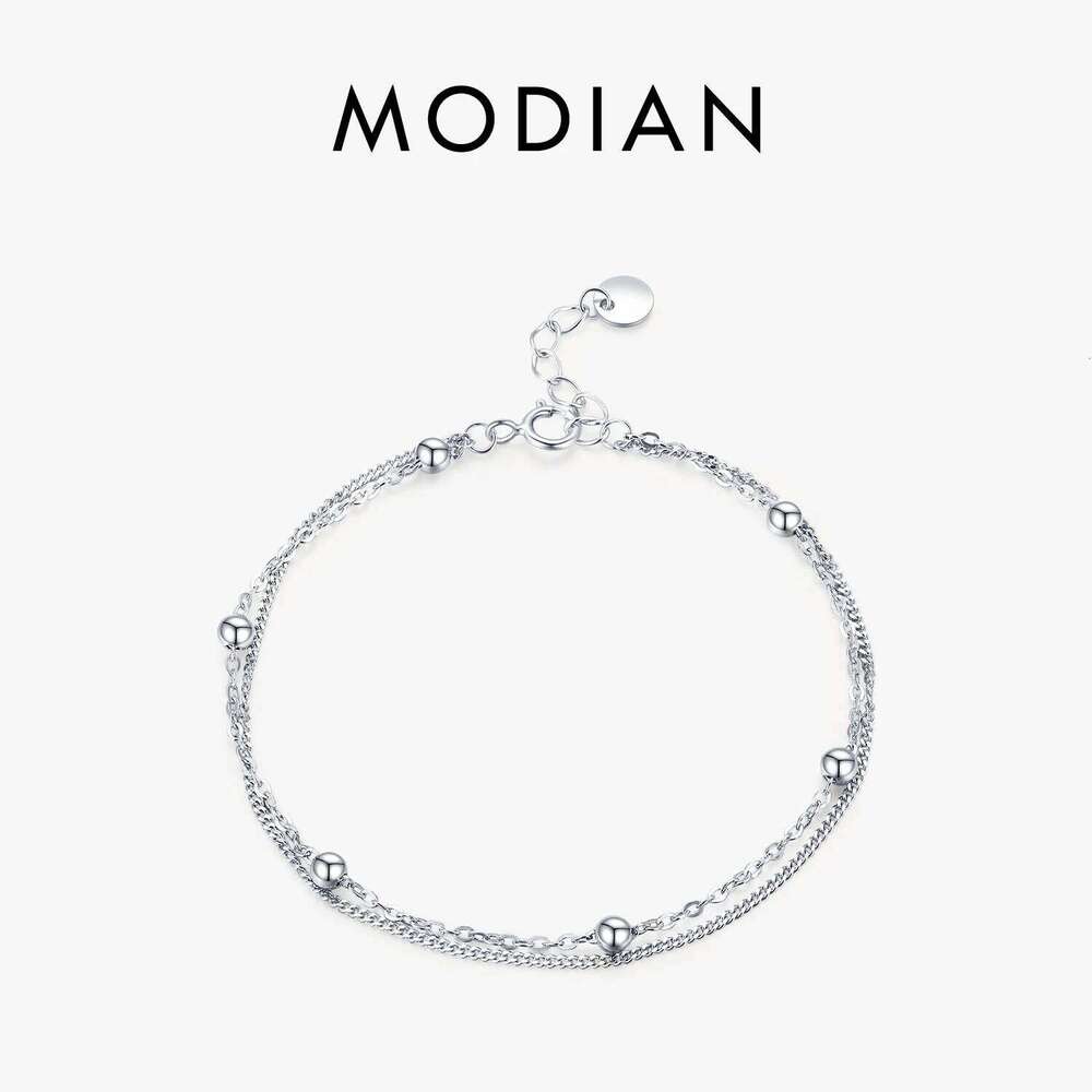Modian Double Layer Beads Link Chain 100% 925 Sterling Silver Trendy Simple Female Bracelet For Women Wedding Jewelry Z260225