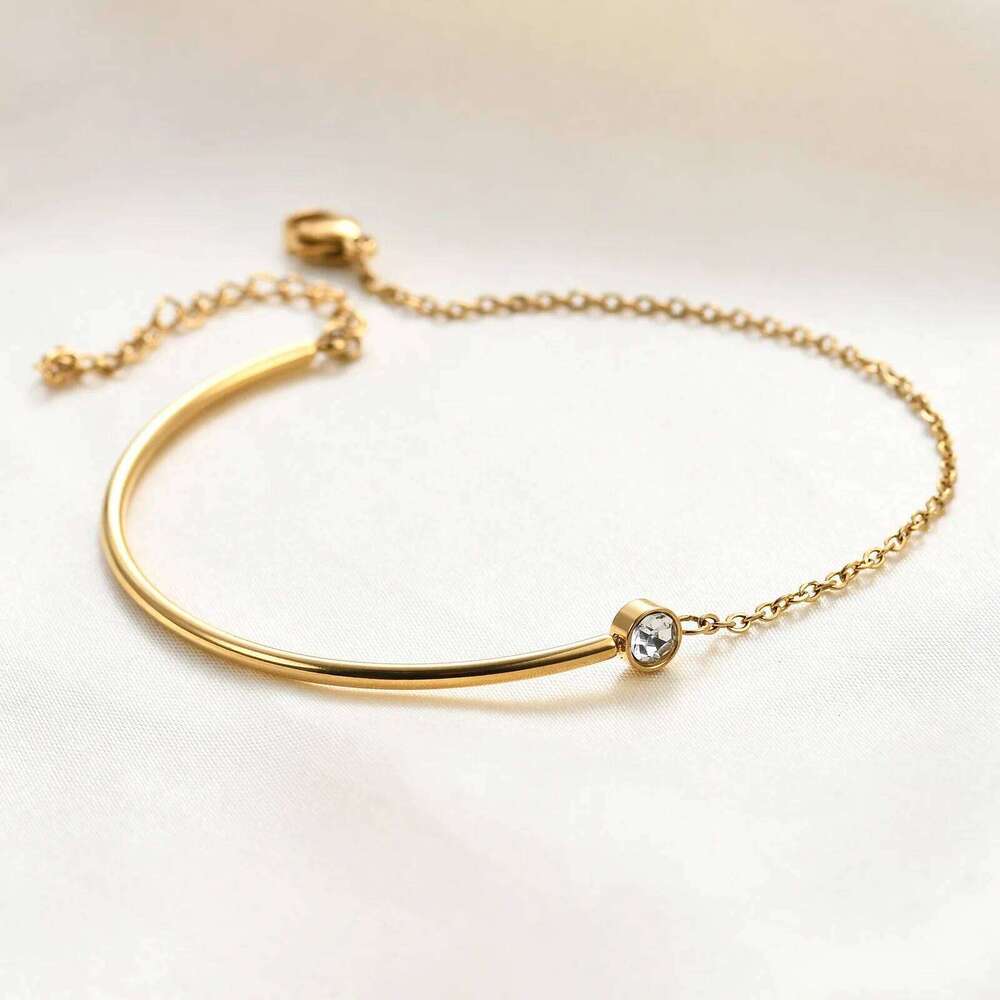 Niche personality simple everything stainless steel gold inset zircon chain bracelet for ladies Valentine's Day gift jewelry Z260225
