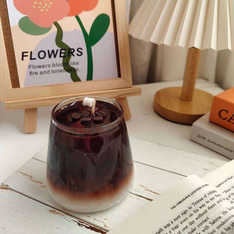Handmade Glass Scented Candle Milk Foam Iced Americano Black Coffee Fragrance Gift Soy Wax W260226