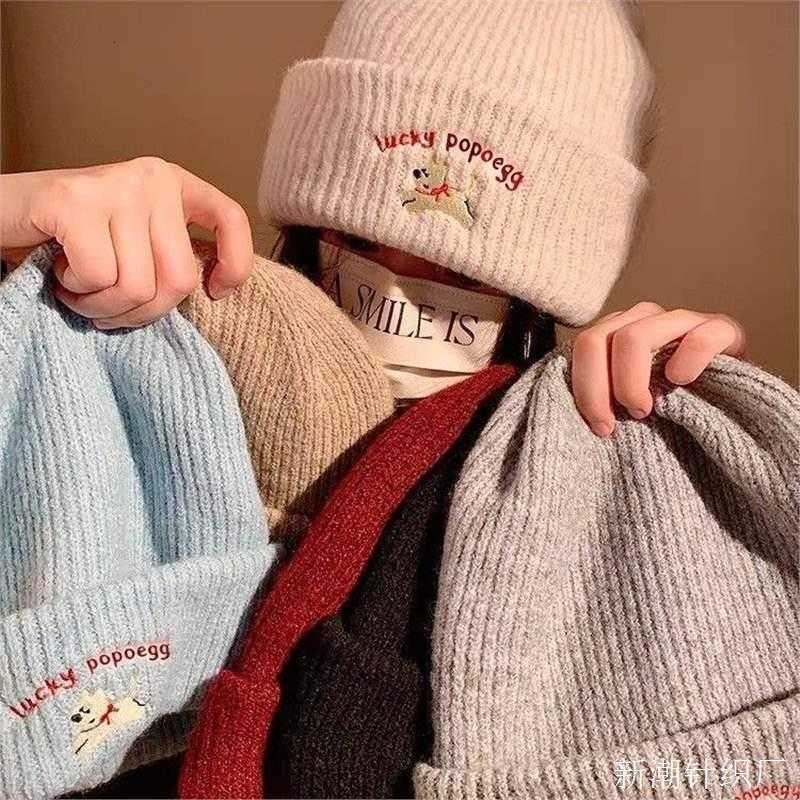 New Year Gift Embroidered Knitted Autumn Winter Hat Warm Face-Enhancing Ear Protection Wool Hat Autumn Winter Versatile Cold Hat Korean Style S260225