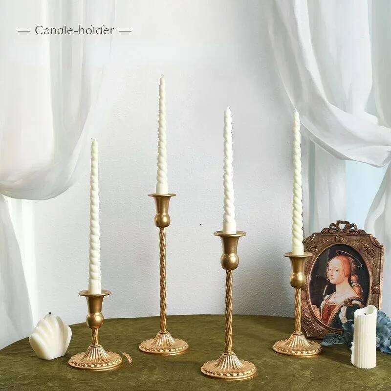 Retro Gold Spiral Holders Candlestick Stand Home Decoration Candlelight Dinner Table Romantic Wedding Ornaments W260226