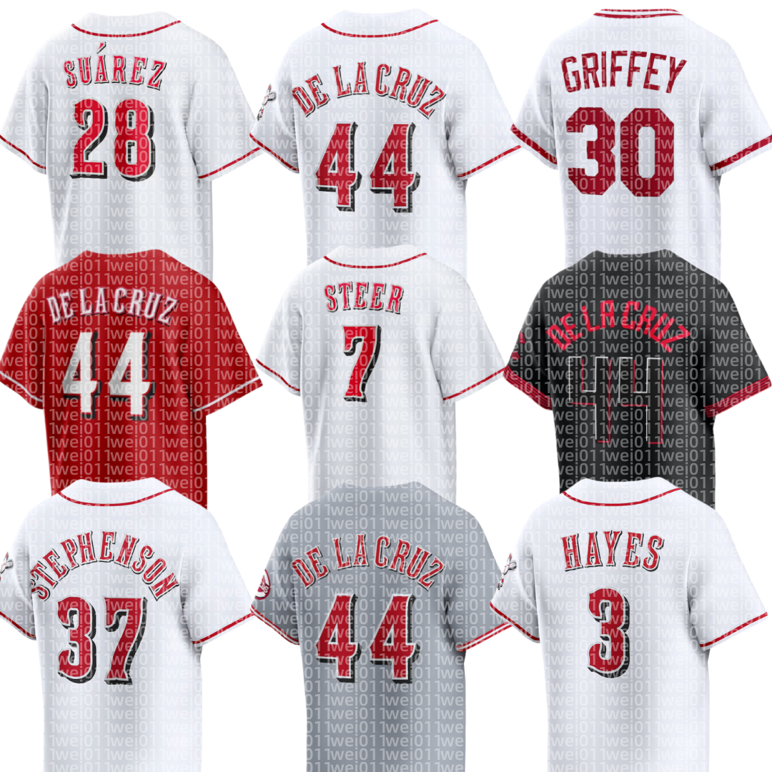 Reds Baseball Jersey custom Pete Rose Ken Griffey Jr Elly De La Cruz TJ Friedl Spencer Steer Hunter Greene Tyler Stephenson Ke'Bryan Hayes Noelvi Marte Eugenio Suarez