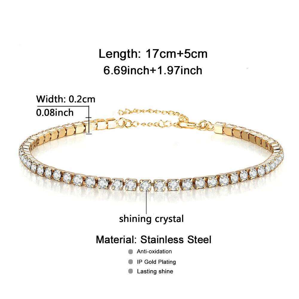Minimalist Stainless Steel Tennis Bracelets For Woman Girls Simple Rhinestone Crystal Chain Bracelet Fashion Jewelry Z260225