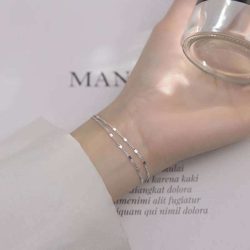 Modian Hot Sale 925 Sterling Silver Double Layers Trendy Sparkling Women Adjustable Link Chain Bracelet Fine Jewelry Z260225