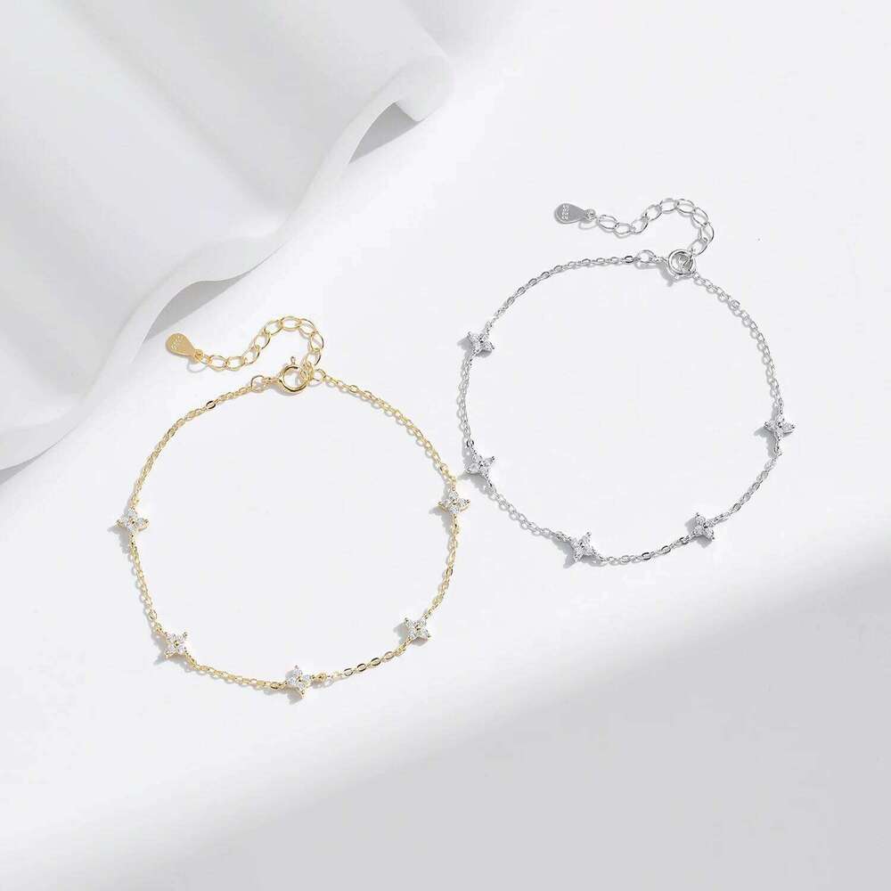 MODIAN 925 Sterling Silver Mini Flowers Bracelet Dainty Link Chain Pave Setting CZ For Women Wedding Fine Jewelry Gift Z260225