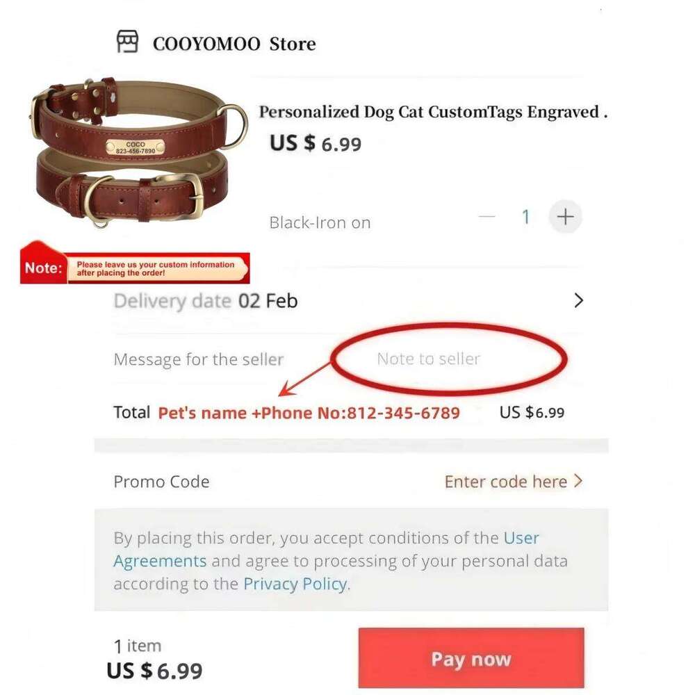 Personalized Leather Custom Soft Padded Dog Collars Durable Pet ID Tag Collar Adjustable for Small Medium Large Dogs