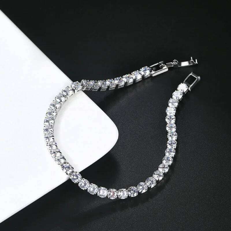 Luxury Hiphop Iced Out 4mm Cubic Zirconia Crystal Tennis Bracelets For Women Men Gold Silver Color Bracelet Chain Jewelry Z260225
