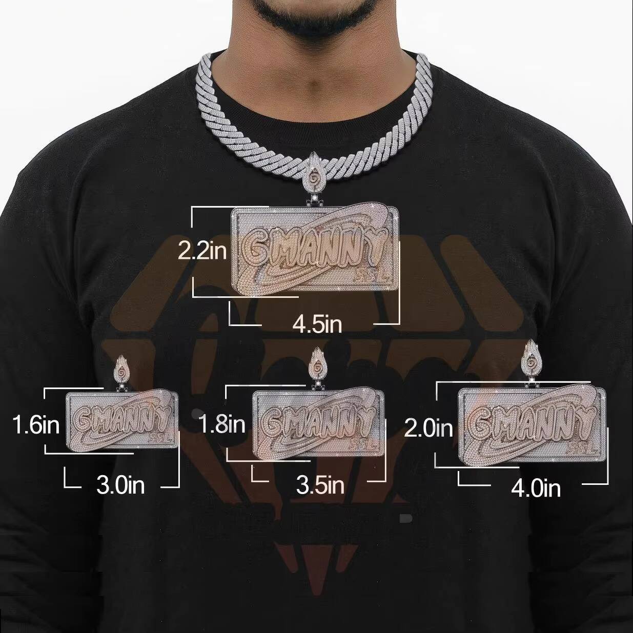 Custom VVS Moissanite Diamond Name Pendant Vertical Letter Fancy Cut Iced Out Pendant for Birthday Gift Hip Hop Jewelry