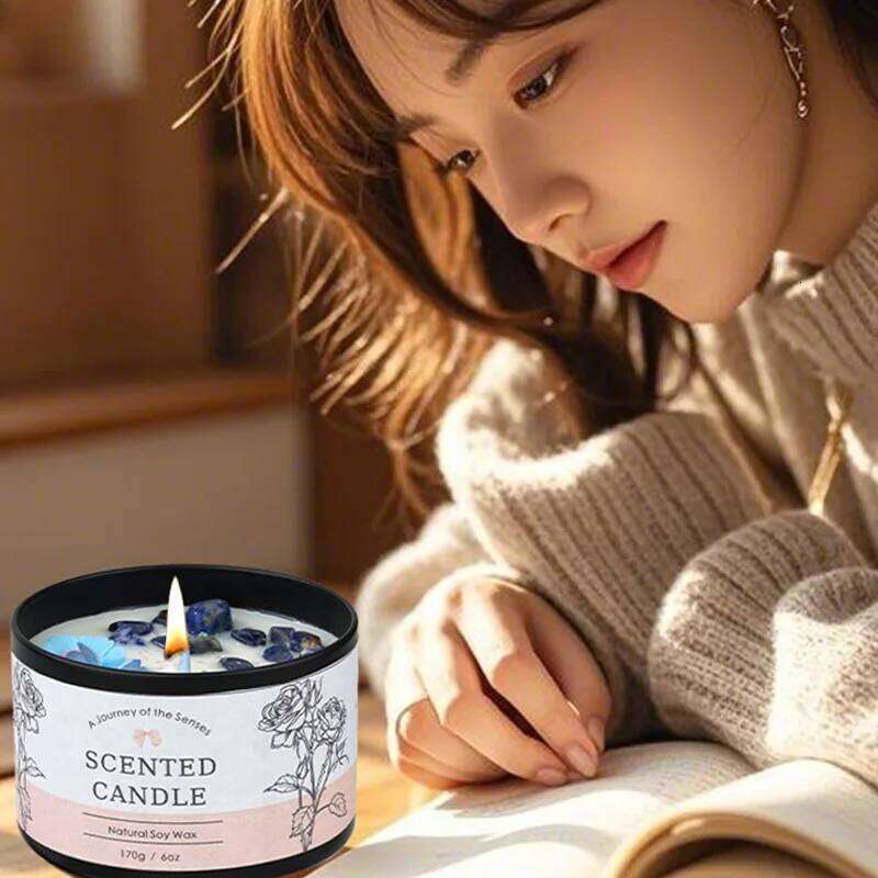 8x6cm Jar Wax Dried Flower Crystal Candle, Indoor Light Scented Birthday And Festival Gift W260226