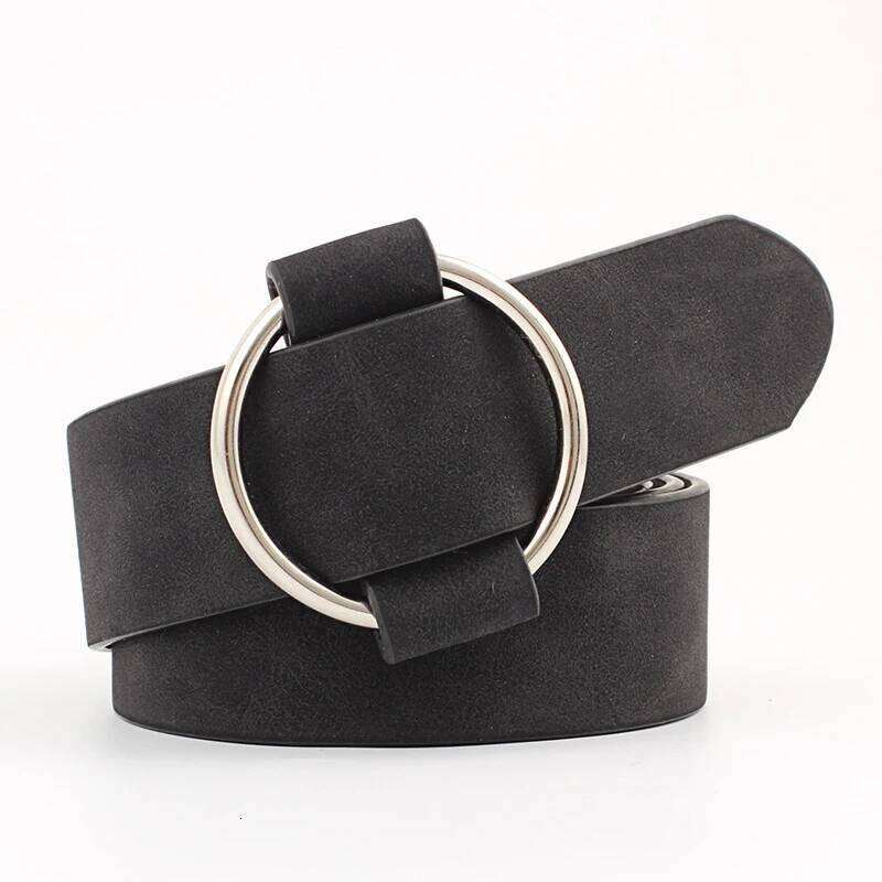 Trend Women Fashion Round Buckle Design Imitation Leather Simple and Versatile Youth Student Decoration Jeans Belt Y260225