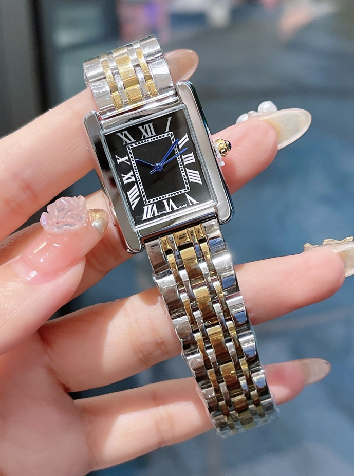 Luxury Womens Square TANK Watch Designer Watches Premium Quartz Movement Stainless Steel Bracelet Sapphire Glass Waterproof women Wristwatches #552
