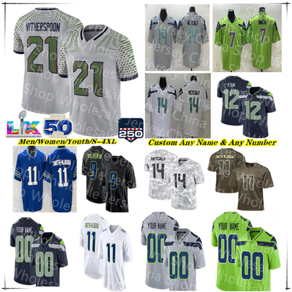 American Football Jersey Sam Darnold Kenneth Walker Zach Charbonnet Jaxon Smith-Njigba Cooper Kupp AJ Barner Ernest Jones Rashid Shaheed Nick Emmanwori Chancellor