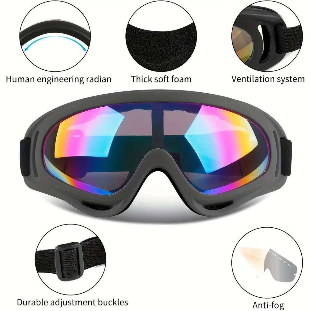 1 Pair Unisex Ski Snowboard Goggles with, -Glare & Adjustable Strap - Gradient Dark Blue/Black for Snowboarding Z260225