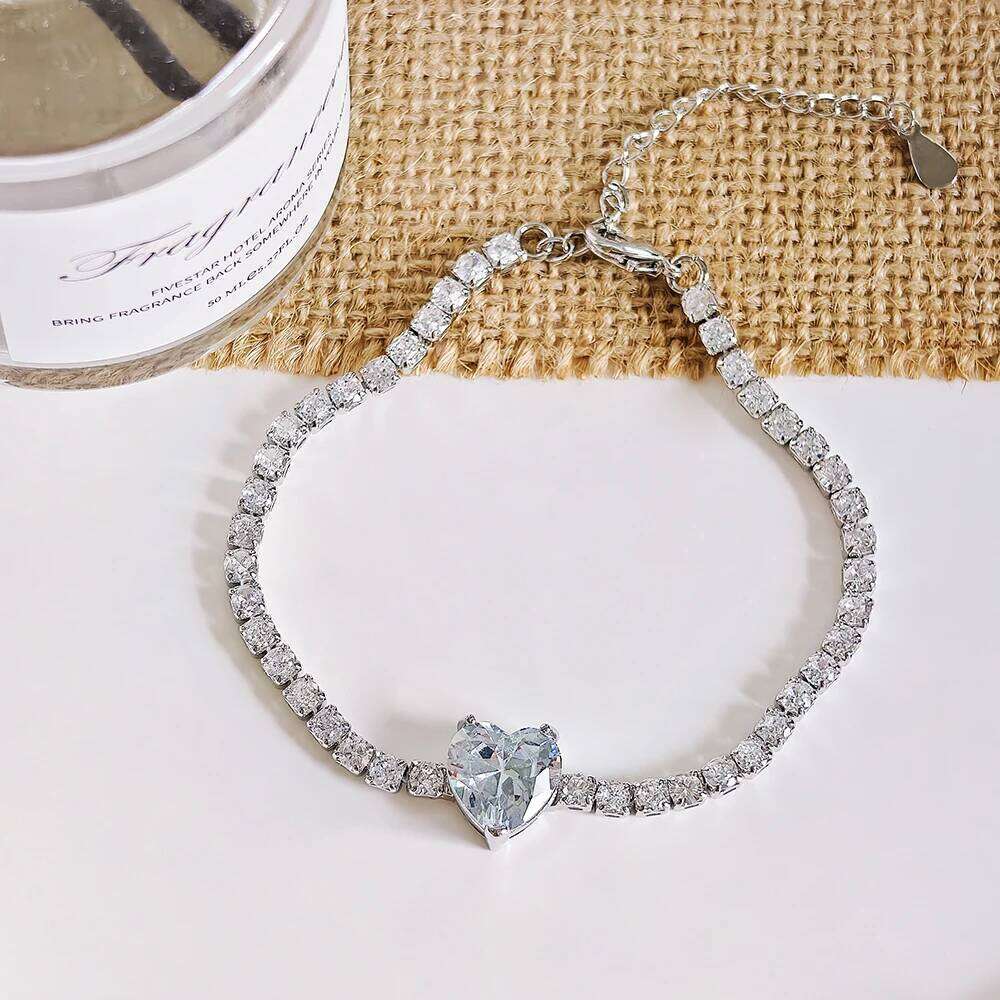 Moonso Arrival Luxury Silver Color Heart Bracelet Bangle for Women Anniversary Gift Drop Shipping S8262 Z260225