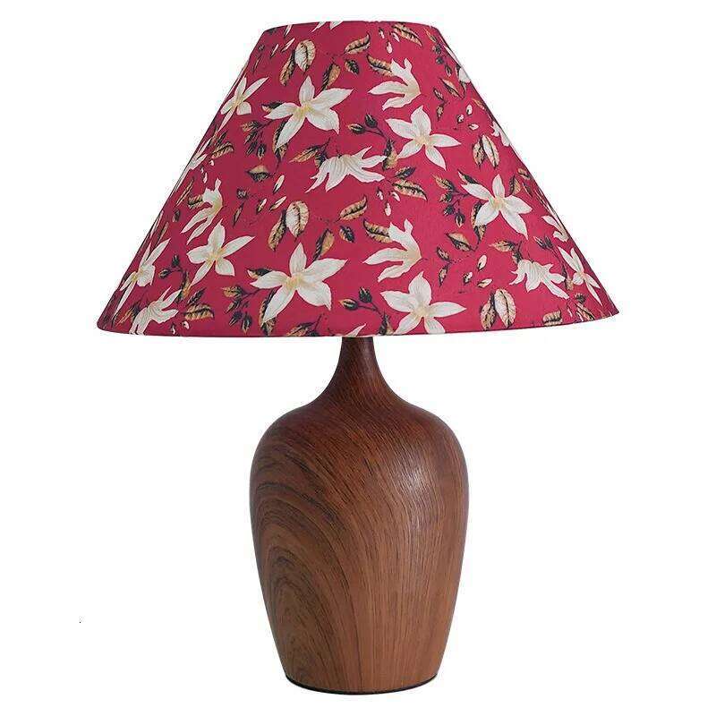Retro Printing Bedroom Bedside Luxury High Sense Nordic Table Lamp Decoration Study Atmosphere Night Light Room H260225