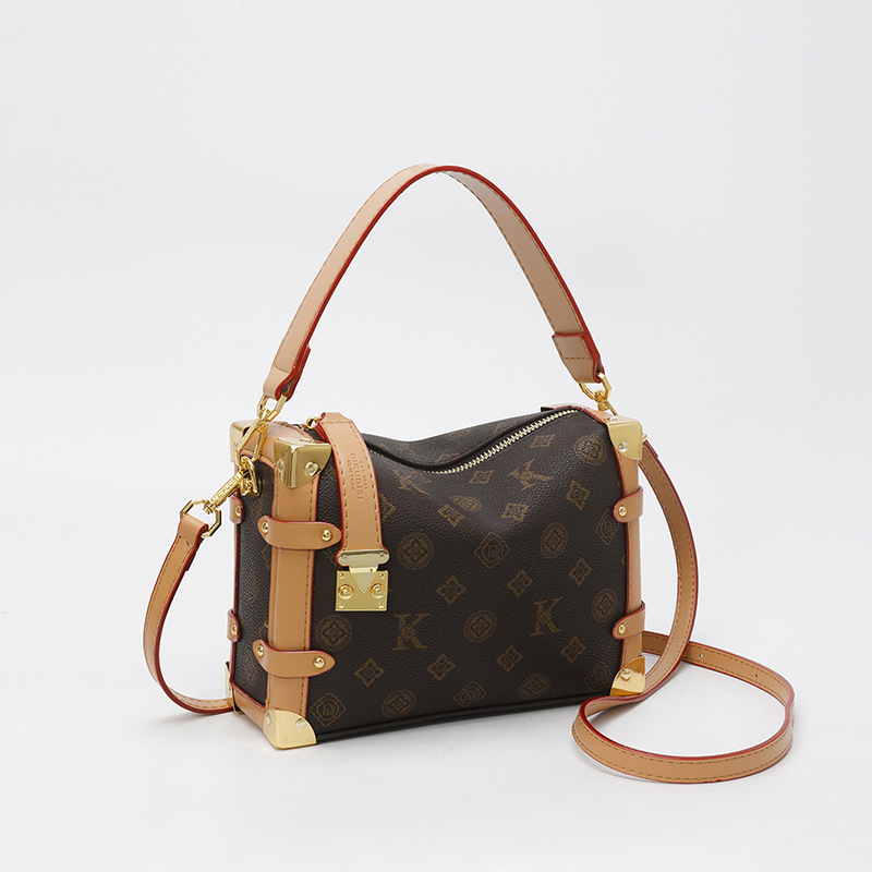 LUYIWEINASI Premium sense small square box bag women 2025 new retro printing commuter cosmetic bag shoulder bag oblique span bag women