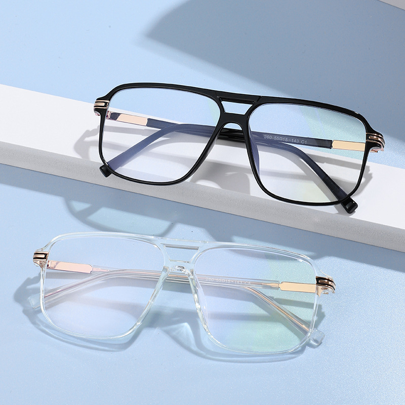 Retro Square Double Bridges Glasses Frame Women Clear Anti Blue Light Eyewear Spring Hinge Men Optical Eyeglasses Frame 240621