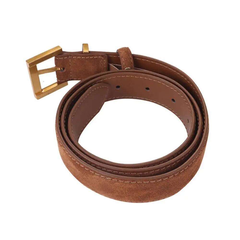 Suede Belt For Man And Lady With Oxford Fabric Strap Genuine Leather Luxury Pin Buckle Blue Belts 100cm Y260225
