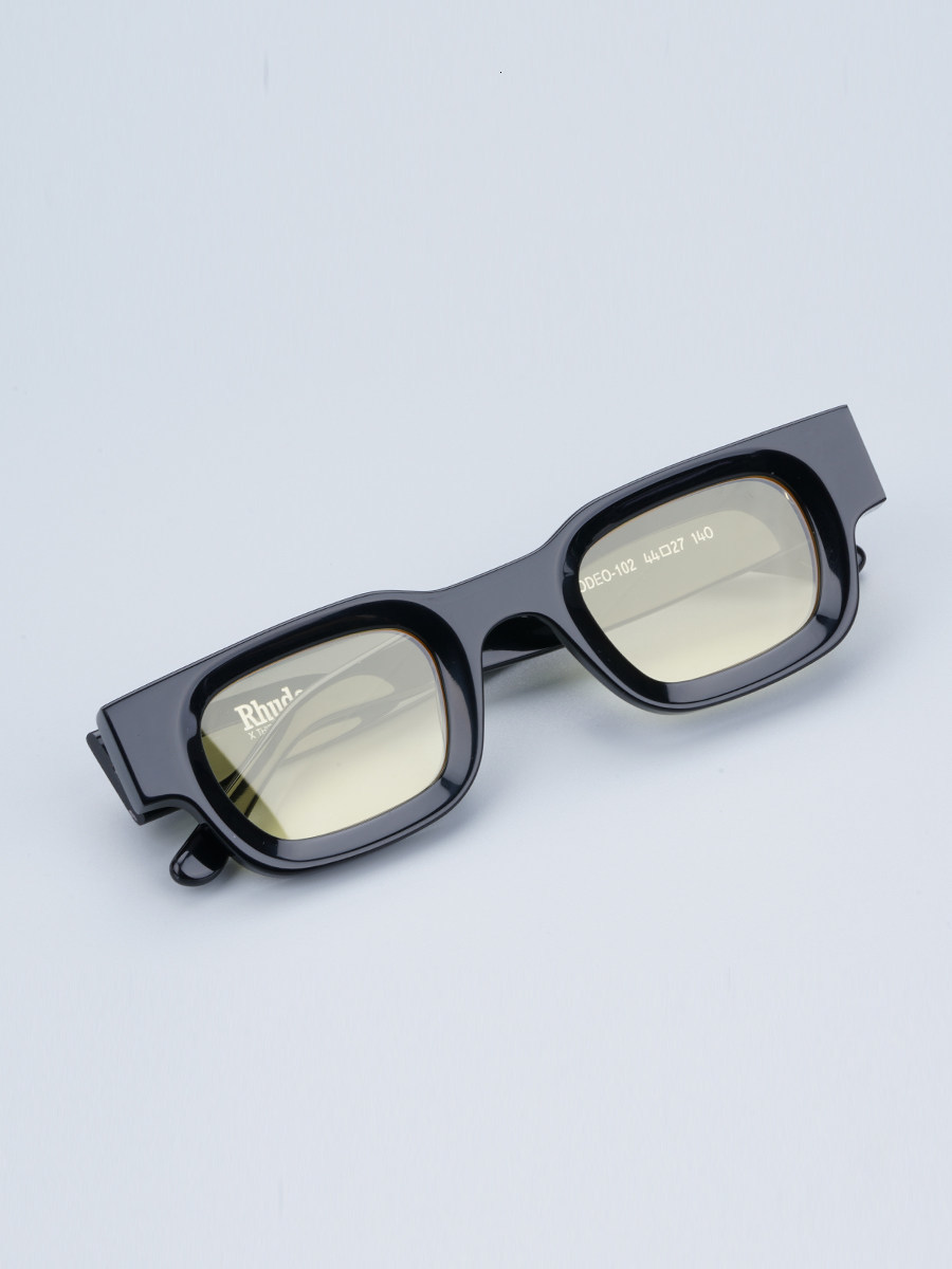 European and American high street fashion brand RHUDE sunglasses street style black sunglasses square thickened frame unisex lightcolored glasses 230203