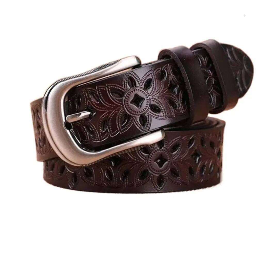 Women Vintage Hollow Ladies Dress Strap Waist Band Pin Buckle Waistband Leather Belt Y260225