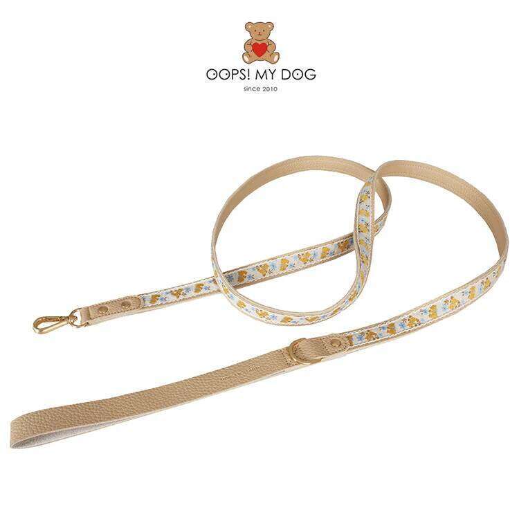 Soft Leather Pet Exquisite Embroidery Dog Collar and Leash Set Yorkshire Terrier Schnauzer Poodle Puppy Collars