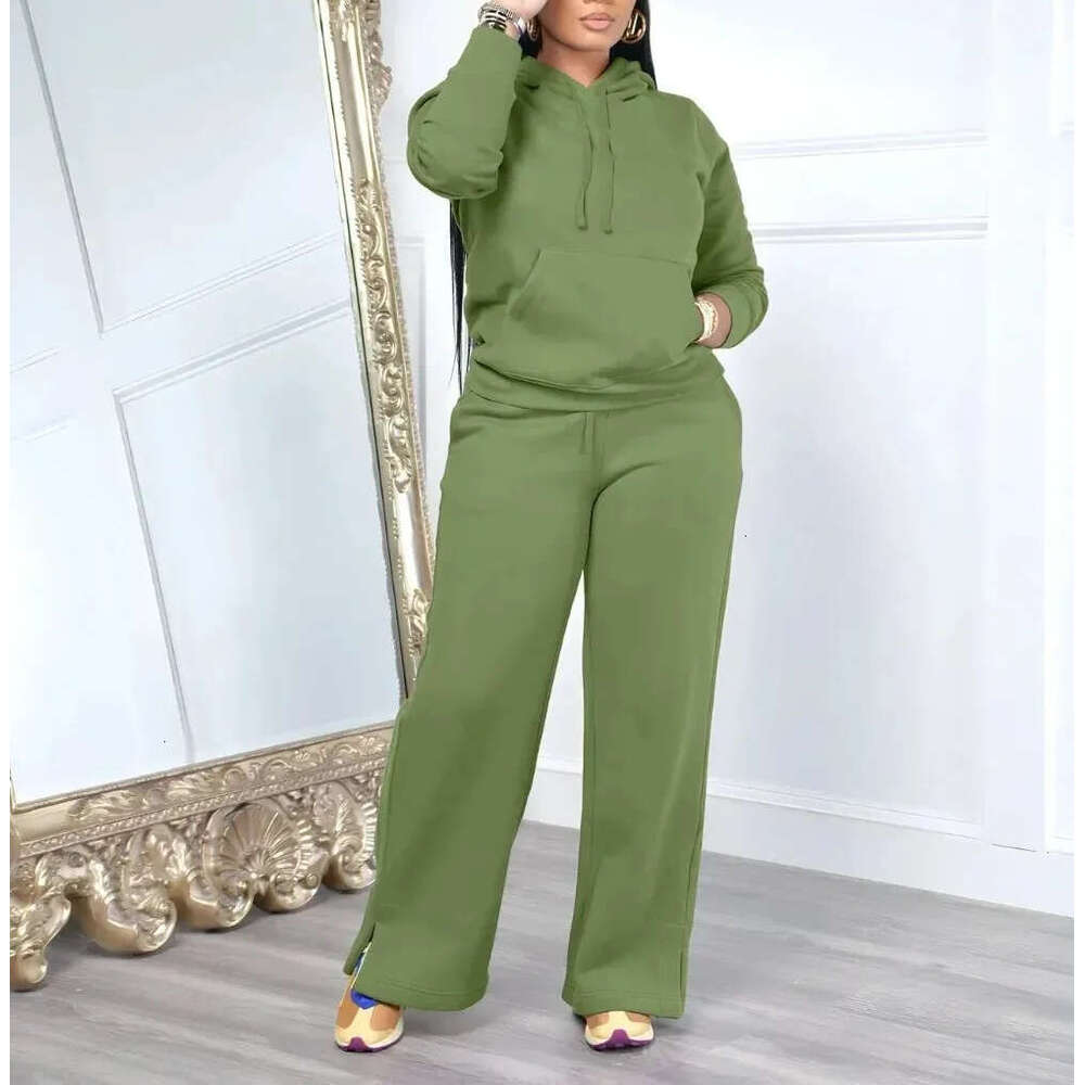 Women's wool sportswear hooded sweatshirt autumn/winter casual sports pants two-piece set 2026