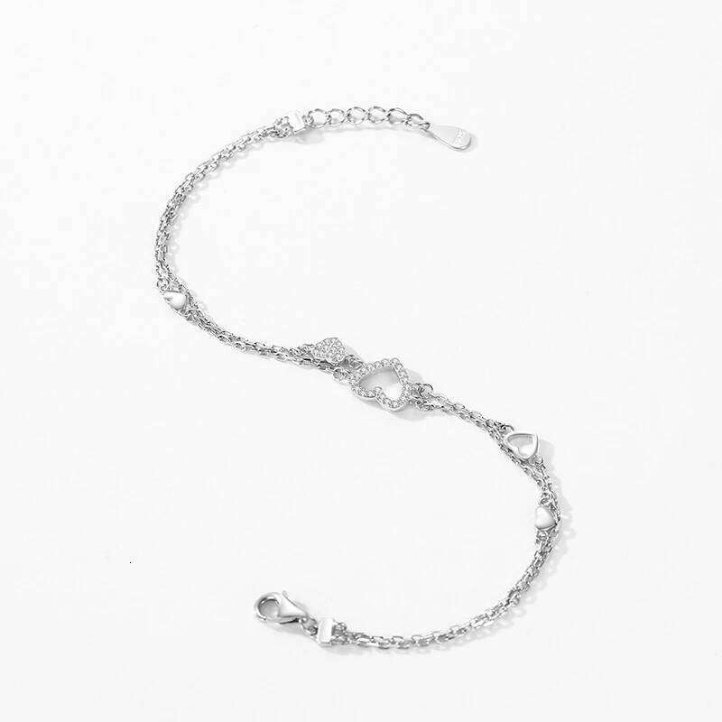 Ailmay 925 Sterling Romantic Heart Original Design Dazzling Clear CZ Bracelet For Women Silver Fine Jewelry Z260225