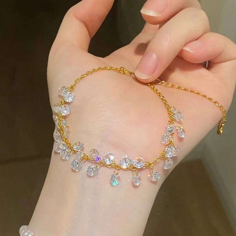 ZAKOL High Quality Copper Metal White Crystal Bead Pendant Charm Bracelet for Women Stylish Bridal Wedding Party Jewelry Z260225
