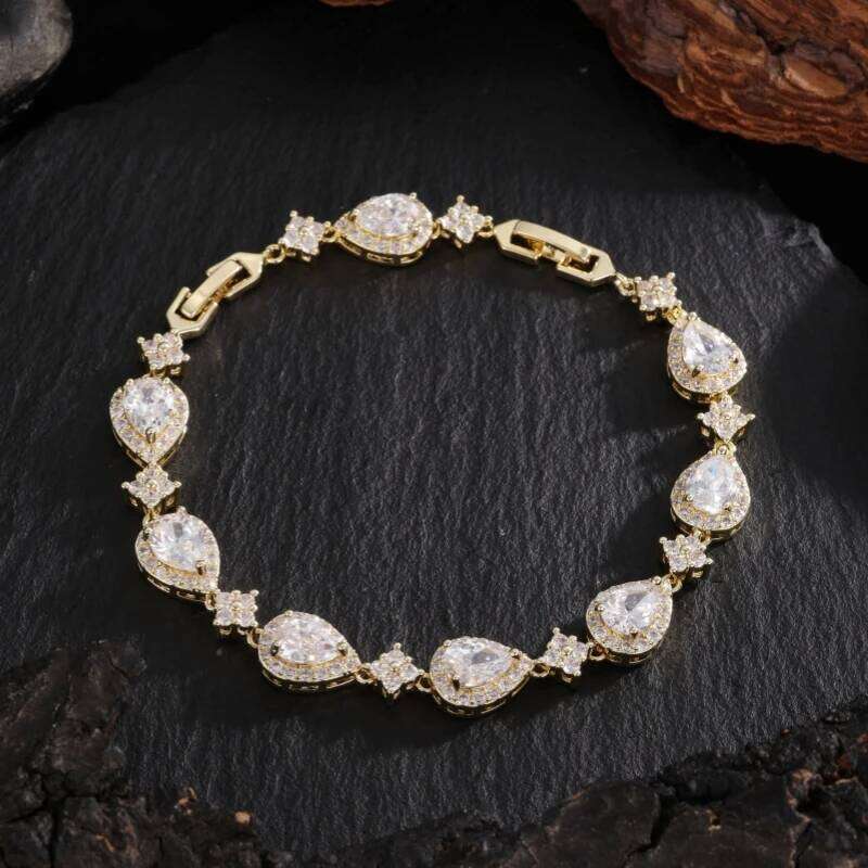 ZAKOL Wedding Bridal Bracelet for Brides Bridesmaids Delicate Cubic Zirconia Classic Teardrop Tennis Bracelets Women Jewelry Z260225