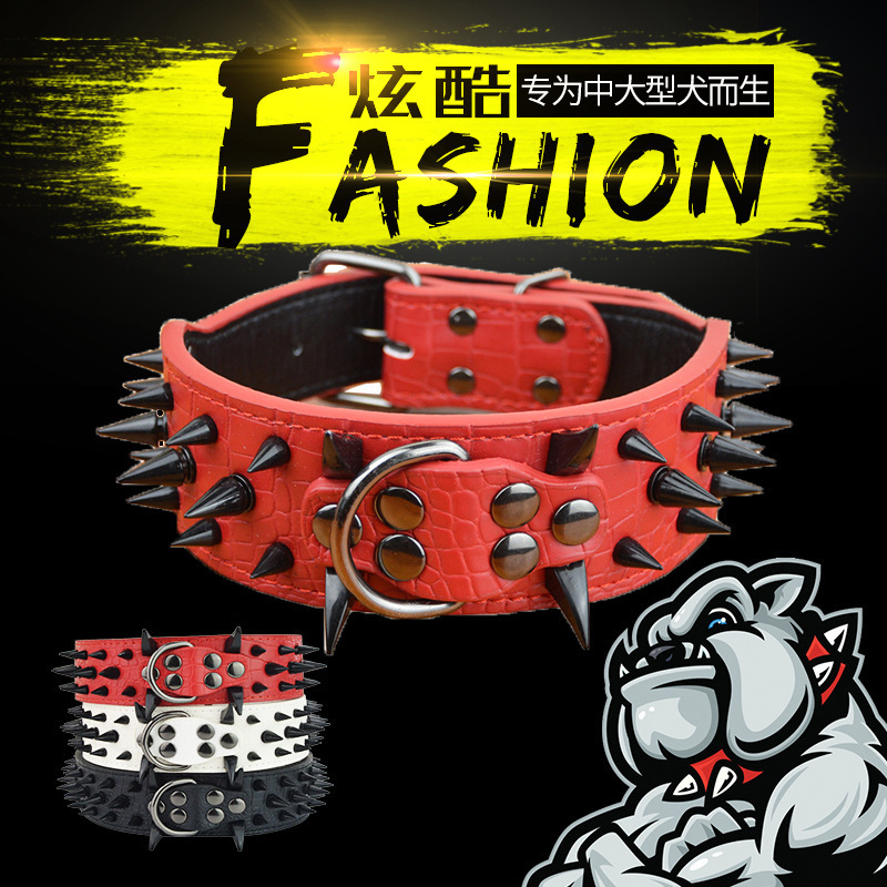 Dog Collar AntiBite Rivet Large Dog Collar Bulldog Domineering Collar Dog AntiBite Bully Dog Supplies Pet 240824
