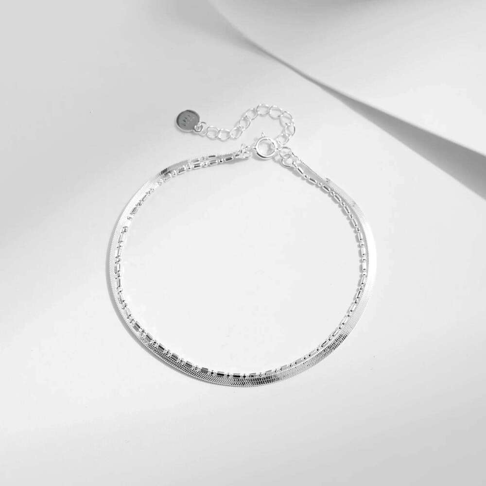 MODIAN 925 Sterling Silver Double Layer Snake & Link Chain Bracelets Trendy Platinum Plated Adjustable Jewelry For Women Gifts Z260225