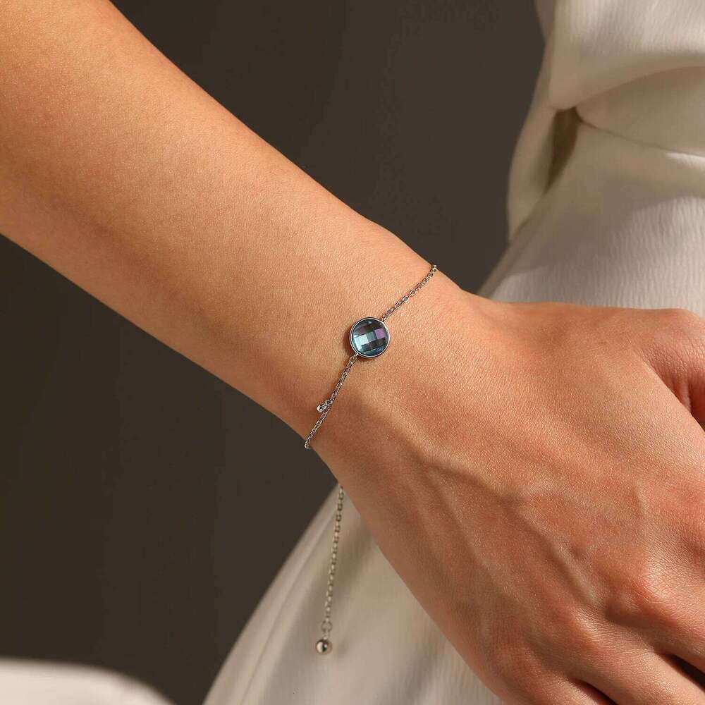 MODIAN 925 Sterling Silver Simple Round Blue Cubic Zirconia Long-termism Daily Trendy Bracelets For Women Fine Jewelry Z260225