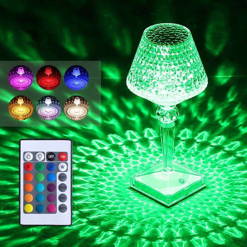 LED Acrylic Desk Diamond Crystal Table Lamp Creative Transparent Prism Night Light Touch Control For Bedroom Restaurant H260225