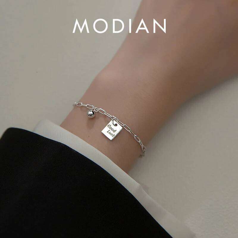 Modian Fashion Good Lucky Chain Bracelet 925 Sterling Silver Carving Simple Bracelets For Women Girls Fine Jewelry Accessories Z260225