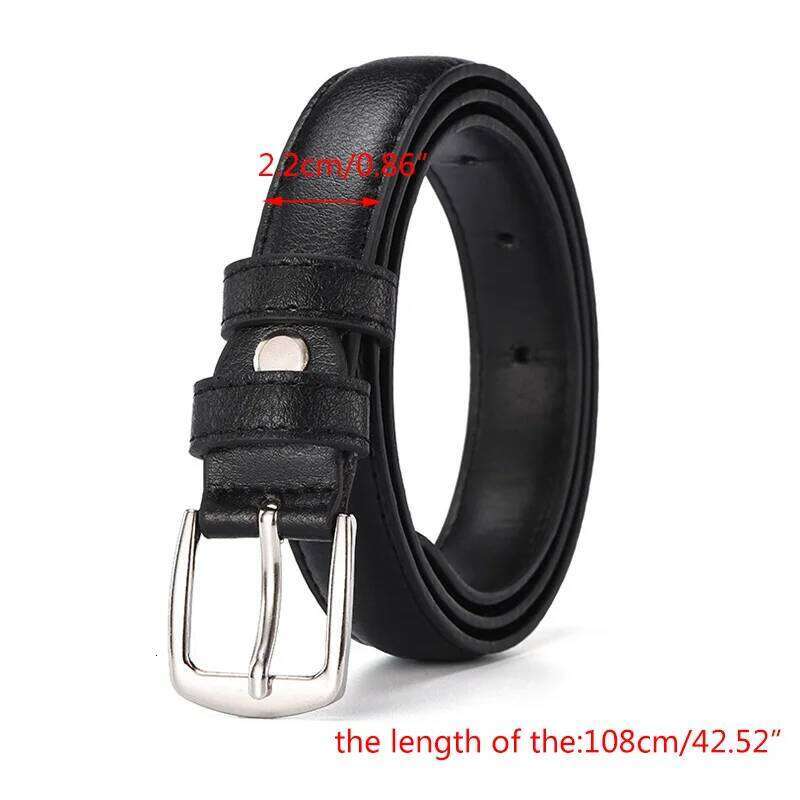 Black Wild Women Jeans Thin Belt Simple Silver Pin Buckle Pants Belts Female PU Leather Waist Strap Youth Students Waistband Y260225
