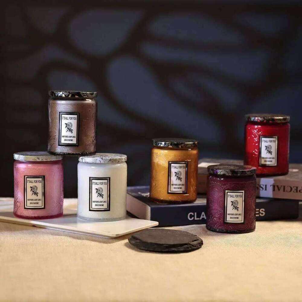 1 candle/box with long-lasting smoke-free fragrance, soy candle jar, crystal stone dried flower, romantic home decoration for co W260226