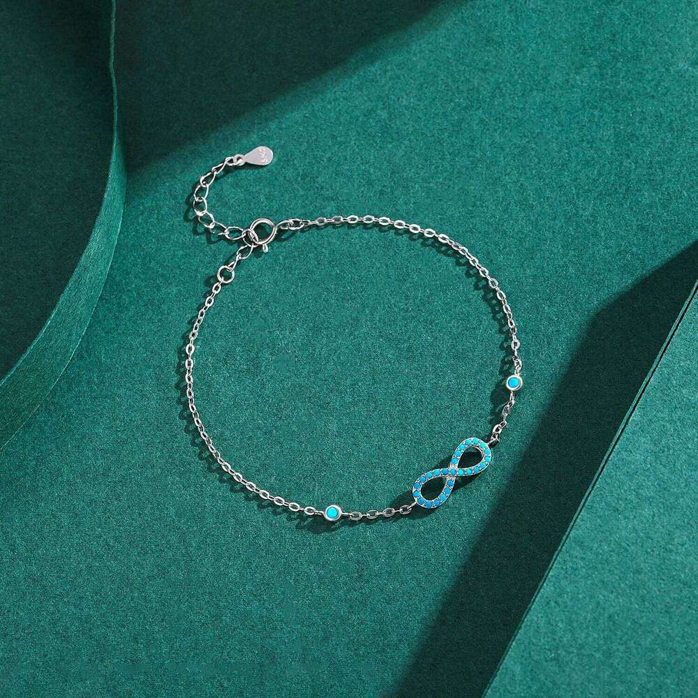 MODIAN Romantic Infinite Love Bracelet 925 Sterling Silver Vintage Natural Turquoise Chain Bracelets For Women Wedding Jewelry Z260225