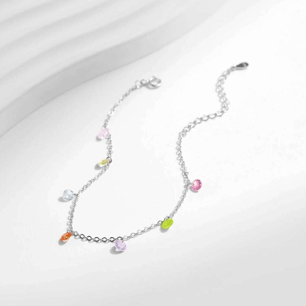 MODIAN Rainbow Colorful Zircon 925 Sterling Silver Fashion Delicate Link Chain Bracelet For Women Girls Fine Jewelry Z260225