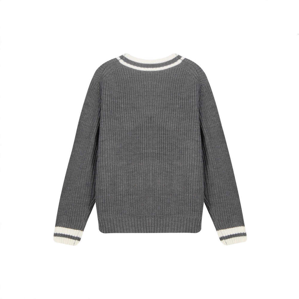 2026 Designer Spring/Summer New Collection Celebrity Lazy College Style Contrast Color V-neck Knitted Cardigan for Women