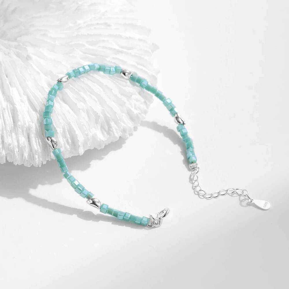 MODIAN Solid 925 Sterling Silver Square Green Crystal Charm Bracelet For Women Sweet Link Chain Female Fine Jewelry Accessories Z260225