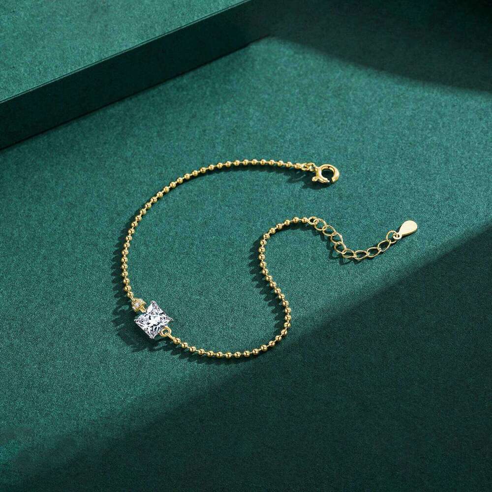Modian Classic Square Clear CZ Bracelets Solid 925 Sterling Silver Charm Beads Chain Bracelet For Women Wedding Fine Jewelry Z260225