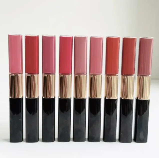 Double Head Color Lip Gloss 4.5ml+3.5ml Makeup Lipgloss Flash Lip Blush Color Changing Lip Balm Lipstick 6ml Makeup Cosmetic
