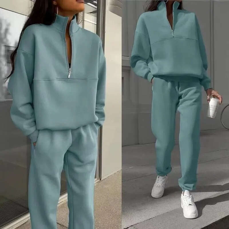 Designer women's fashionable long sleeved sportswear two-piece suit casual versatile European and American clothing 2026