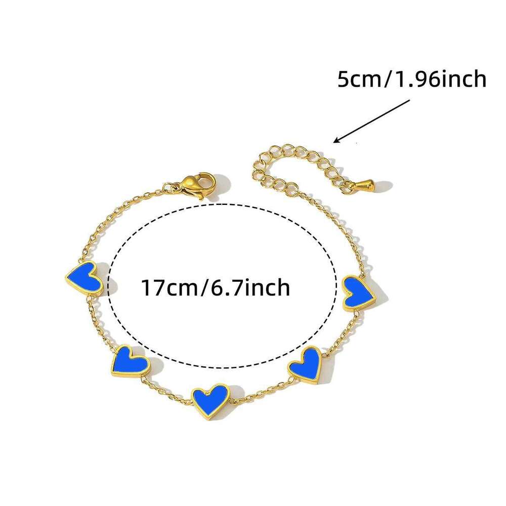 Romantic Heart Love for Women Multi-color Stainless Steel Bracelet Gold Plated Luxury Wrist Chain Jewelry Girl Gifts Z260225