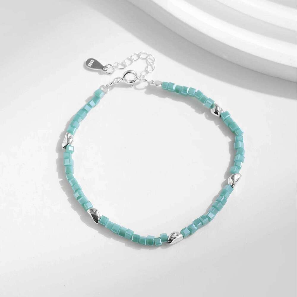 MODIAN Solid 925 Sterling Silver Square Green Crystal Charm Bracelet For Women Sweet Link Chain Female Fine Jewelry Accessories Z260225