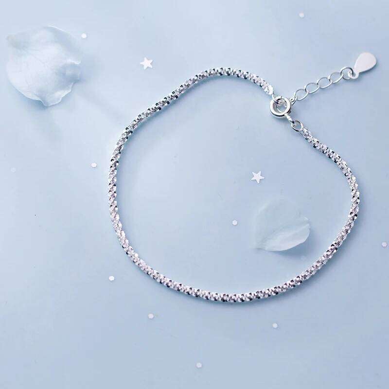 Mocanie Fashion 925 Sterling Silver Simple White Black Color Gypsophila Link Chain Bracelet for Women Men Fine Jewelry Bijoux Z260225