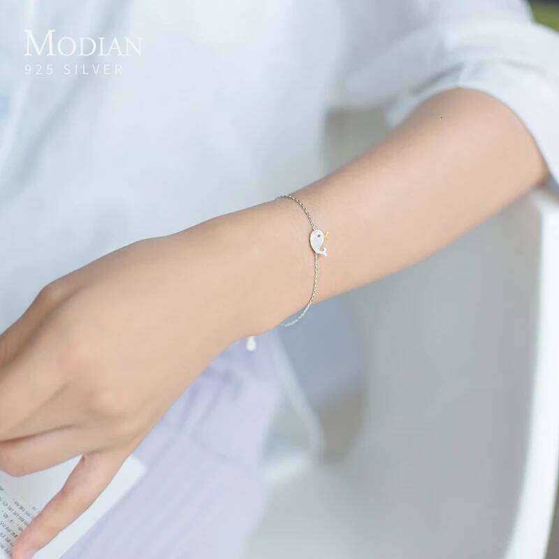 Modian Classic Fashion Authentic 925 Sterling Tiny Girls Charm Chain Bracelet For Women Baleine Fish Fine Silver Jewelry Z260225