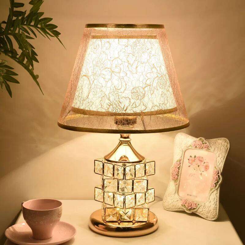 Modern Crystal Table European Style Luxury Wedding Gift Ideas Sweet Bedroom Home Decor Golden Lamp H260225