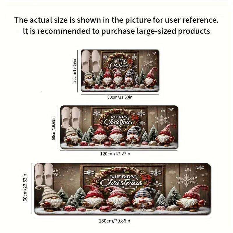 VIKAMA2PC Christmas Kitchen Rug Set Soft to the Touch Stain-Resistant Specialized Home Decor for Stove Sink Areas W260226